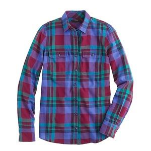 J.Crew Perfect Shirt in Garnet Flame Plaid